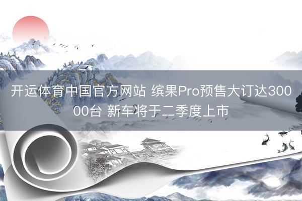 开运体育中国官方网站 缤果Pro预售大订达30000台 新车将于二季度上市