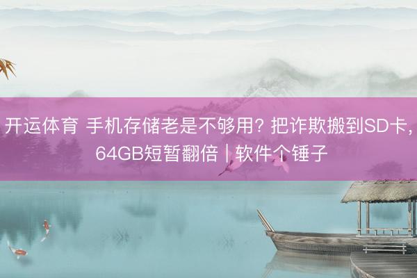 开运体育 手机存储老是不够用? 把诈欺搬到SD卡, 64GB短暂翻倍 | 软件个锤子