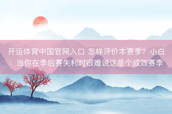 开运体育中国官网入口 怎样评价本赛季？小白：当你在季后赛失利时很难说这是个成效赛季